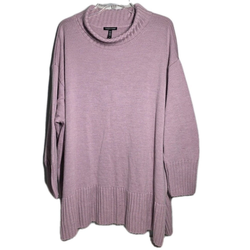Eileen Fisher Womens Size 3X Extra Fine Merino Wool Turtleneck Sweater Lavender